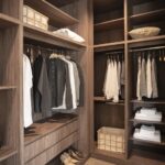 Walk in closet i mörkt trä